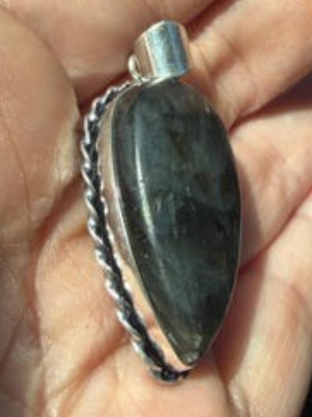Labradorite Pendant Marquise Blue Flash Natural Gemstone Handmade Pendant - Picture 5 of 7